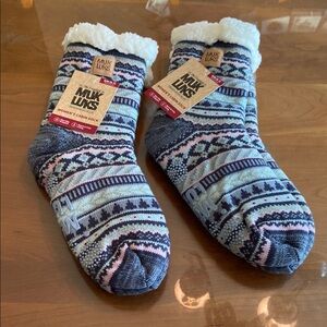 Muk Luks Women's Cabin Socks - Gray and Pink